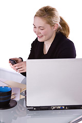 Image showing Businesswoman at His Desk Working
