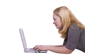 Image showing Beautiful Girl Working on Her Laptop