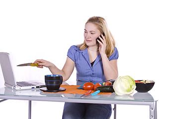 Image showing Beautiful Girl Preparing Food