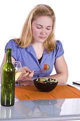 Image showing Beautiful Girl Eating Salad