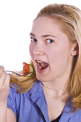 Image showing Beautiful Girl Eating Salad