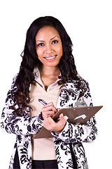 Image showing Beautiful Girl With a Clipboard