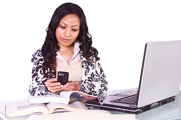 Image showing Businesswoman at His Desk Working