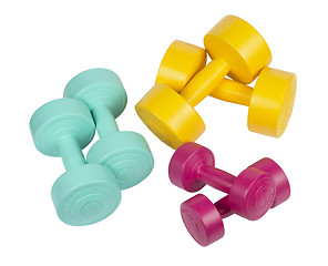 Image showing Colorful dumbbells