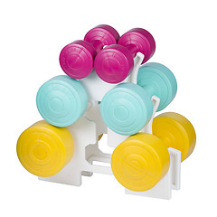 Image showing Colorful dumbbells set