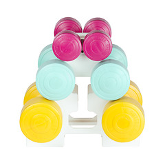 Image showing Colorful dumbbells