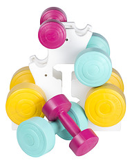 Image showing Colorful dumbbells