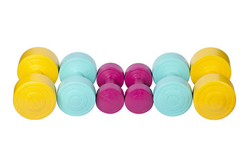 Image showing Colorful dumbbells