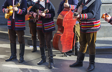 Image showing Croatian tamburitza musicians in traditional Croatian folk costu