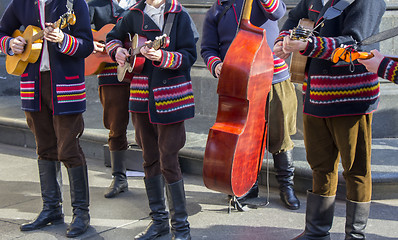Image showing Croatian tamburitza musicians in traditional Croatian folk costu
