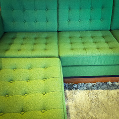 Image showing Comfortable green corner sofa