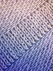 Image showing White and blue handmade knitted background