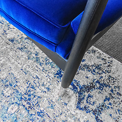 Image showing Close-up of a luxurious blue velvet armchair