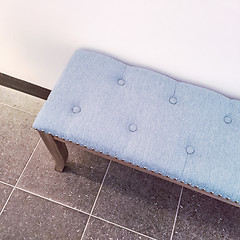 Image showing Classic style grey bench on tile floor