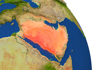 Image showing Map of Saudi Arabia in red