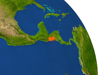 Image showing Map of El Salvador in red