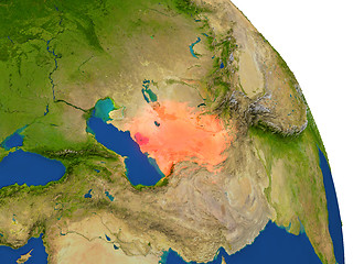 Image showing Map of Turkmenistan in red