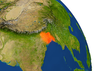 Image showing Map of Bangladesh in red