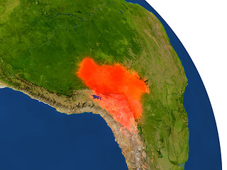 Image showing Map of Bolivia in red