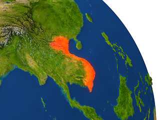 Image showing Map of Vietnam in red