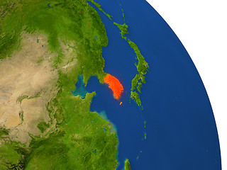 Image showing Map of South Korea in red
