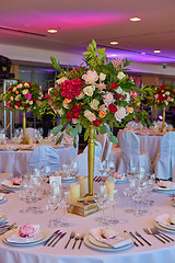 Image showing Table set for wedding or another catered event dinner.