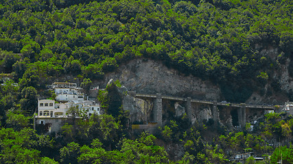 Image showing The sinuous road along the Amalfi coast in southern Italy