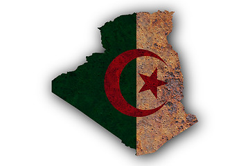 Image showing Map and flag of Algeria on rusty metal