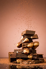 Image showing Pile of broken chocolate