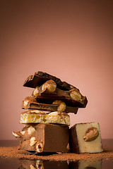 Image showing Pile of broken chocolate