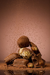 Image showing Pile of broken chocolate