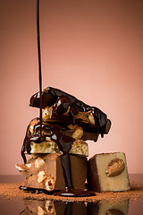 Image showing Pile of broken chocolate