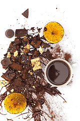 Image showing Pile of broken chocolate