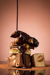 Image showing Pile of broken chocolate