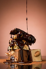 Image showing Pile of broken chocolate