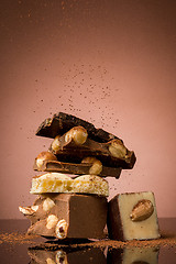 Image showing Pile of broken chocolate