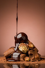 Image showing Pile of broken chocolate