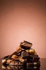 Image showing Pile of broken chocolate