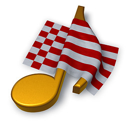 Image showing music note symbol and flag of bremen - 3d rendering