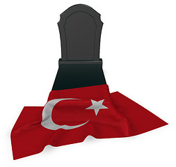 Image showing gravestone and flag of turkey - 3d rendering