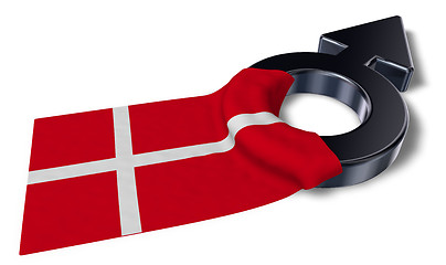 Image showing mars symbol and flag of denmark - 3d rendering