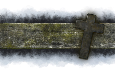 Image showing christian cross on old wooden plank - 3d illustration