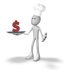 Image showing cook and plate with dollar symbol - 3d rendering