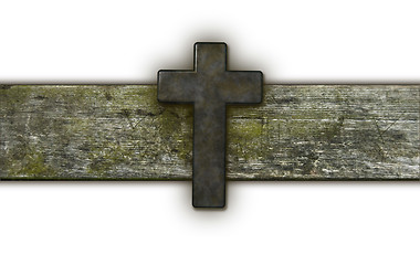 Image showing christian cross on old wooden plank - 3d illustration