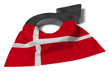 Image showing mars symbol and flag of denmark - 3d rendering