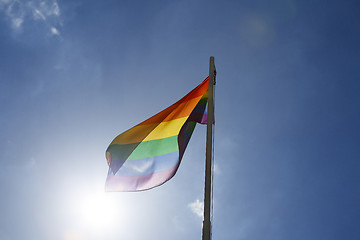 Image showing Rainbow flag on a flagpole