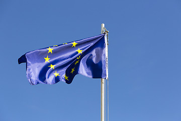 Image showing Flag of European Union on a flagpole