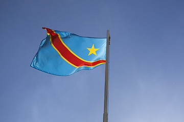 Image showing National flag of Congo on a flagpole