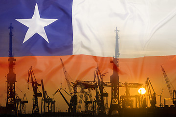 Image showing Industrial concept with Chile flag at sunset