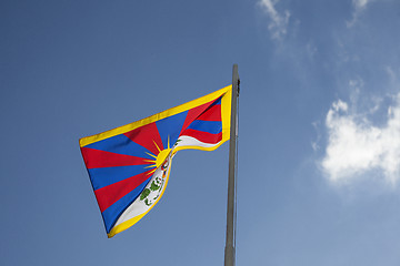 Image showing National flag of Tibet on a flagpole